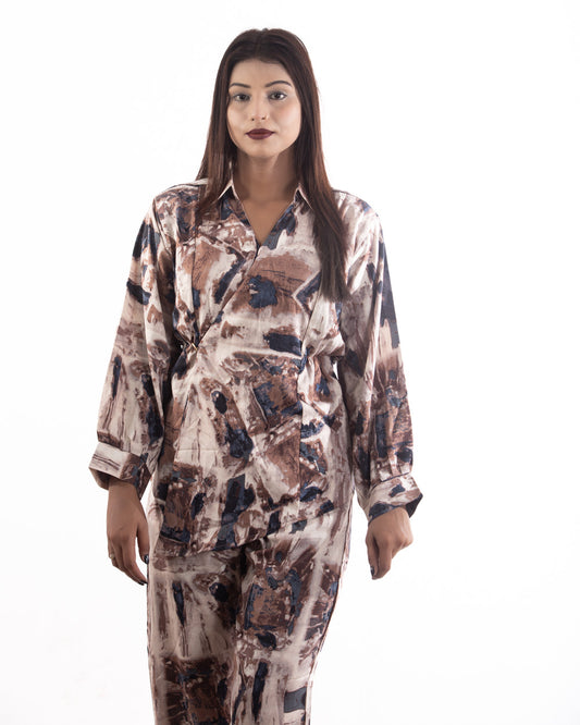 Abstract Print Wrap-Style co ord set