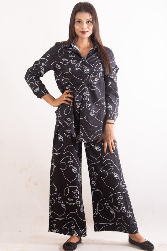 Abstract Face Line Art Co-ord Set