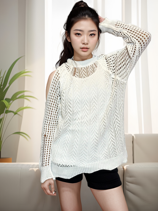 Arctic Breeze Open-Knit  top