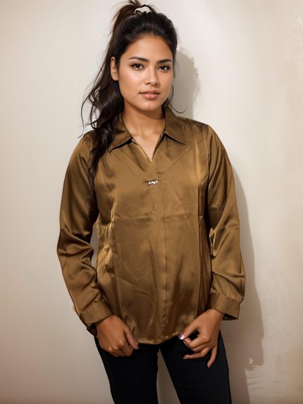 Satin shirt in Brown