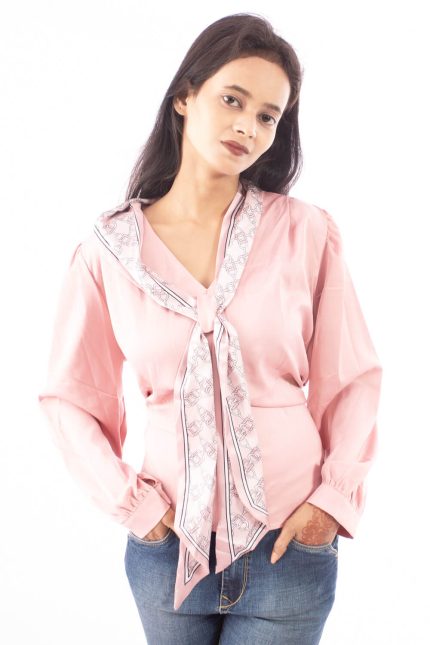 Pink Satin top with bow