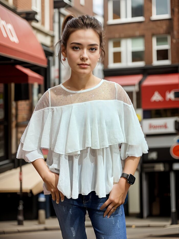 Georgette top with frills and net