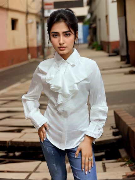 white shirt with victorian frills
