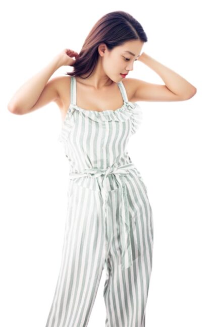 Sleek Sleeveless Button-Up striped Jumpsuit