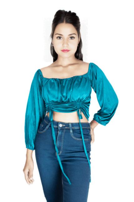 Ruched full sleeve crop top