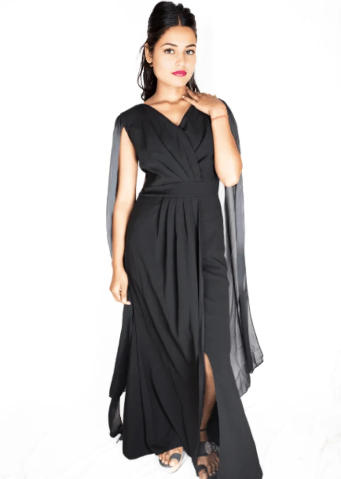 Noir elegance designer sleeve gown