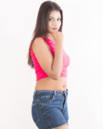Hot Pink One-Shoulder Ruched Crop Top - Image 3