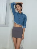 Embroidered Fringe-Hem Denim Shirt - Image 3