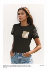 Glam Spark Studded Tee – Black - Image 3