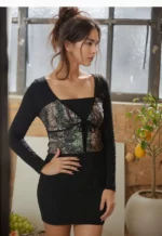 Camo Tie-Front Long Sleeve Top - Image 2