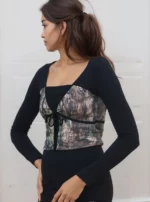 Camo Tie-Front Long Sleeve Top - Image 3