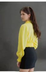 Sunshine Bloom Textured Yellow Smocked Top - Image 3