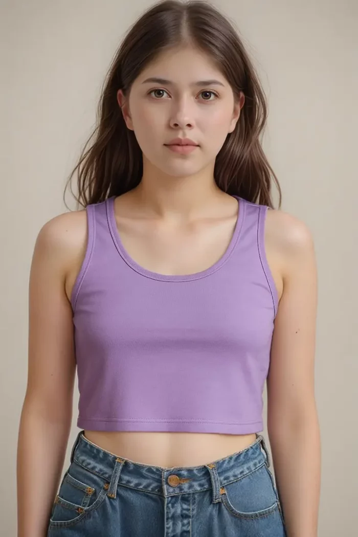 Lilac Ease Ribbed Sleeveless Crop Tank - Image 1