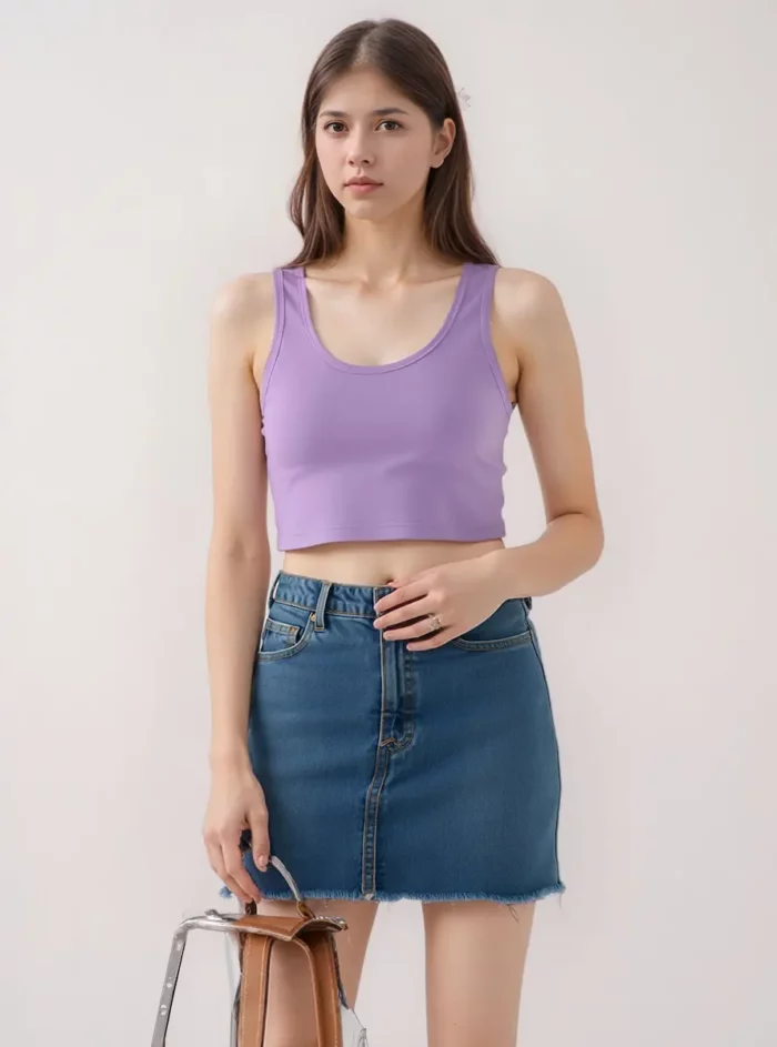 Lilac Ease Ribbed Sleeveless Crop Tank - Image 2