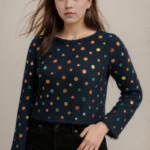Metallic Polka Dot Fuzzy Knit top