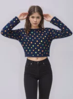 Metallic Polka Dot Fuzzy Knit top - Image 2