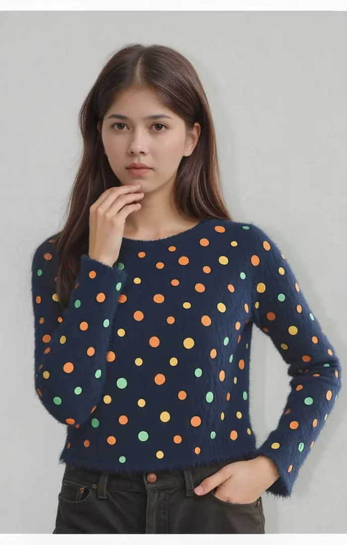 Metallic Polka Dot Fuzzy Knit Top - Image 4
