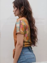 Boho Patchwork Front Tie printed Shirt for women - Image 6