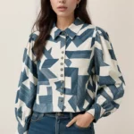 Graphix Bold Button-Down Shirt – Blue & White