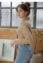 Retro Geo-Print Corset-Style Zip-Up Top - Image 3