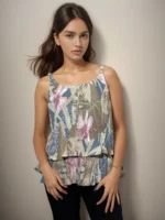 Pleated Layered Printed Camisole Top - Image 2