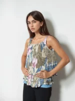 Pleated Layered Printed Camisole Top - Image 4