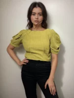 Striped Puff-Sleeve Top - Image 2