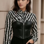 Monochrome Powerplay Faux Leather Corset Shirt