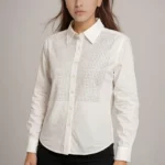 Classic Pearl-Grid Cotton Formal Shirt – Off White