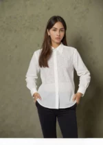 Classic Pearl-Grid Cotton Formal Shirt – Off White - Image 3
