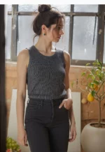 Ribbed Metallic Sleeveless Top - Image 3