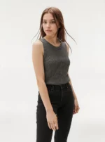 Ribbed Metallic Sleeveless Top - Image 5