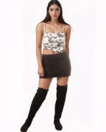 Abstract Monochrome Tie-Dye Crop Camisole Top - Image 2