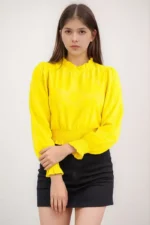 Sunshine Bloom Textured Yellow Smocked Top