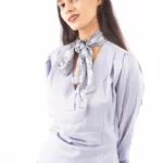 Lavender Grace Satin top with Printed Neck Scarf