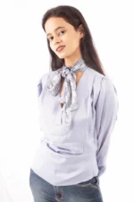 Lavender Grace Satin top with Printed Neck Scarf