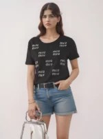 Miu Miu Logo Embellished black tshirt - Image 3