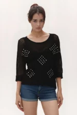Diamond Studded Net Black Top - Image 2
