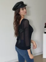 Diamond Studded Net Black Top - Image 6