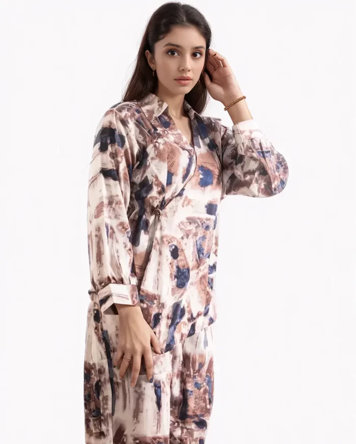 Abstract Print Wrap-Style Co Ord Set - Image 1