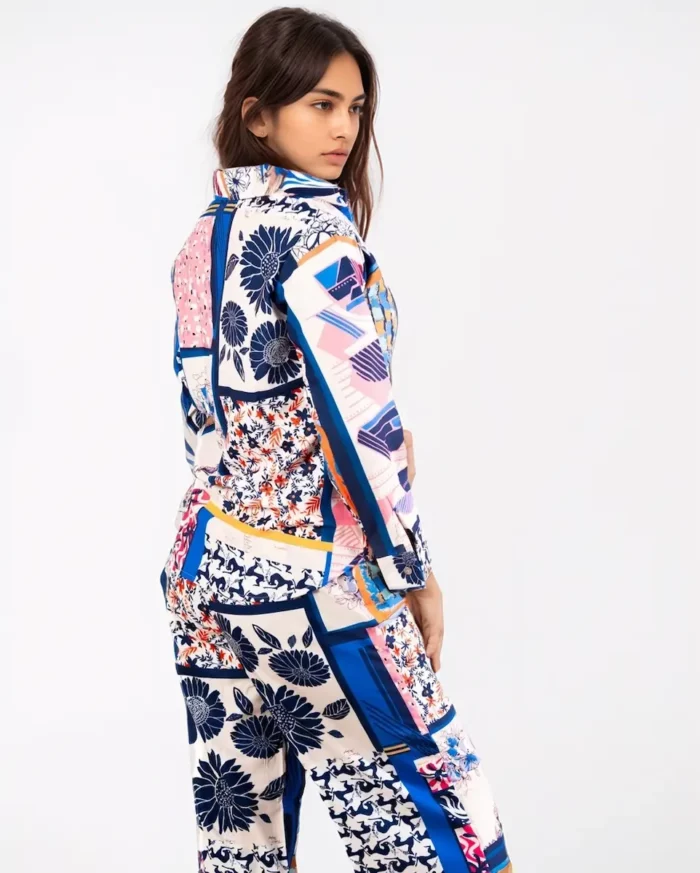 Patchwork Print Multicolour Co Ord Set For Women - Image 3