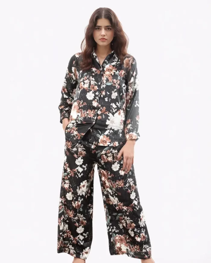 Black and Floral Co ord Set - Image 1