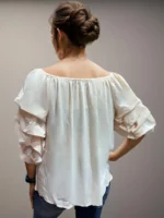 Off-Shoulder Ruffle Sleeve White Top - Image 3