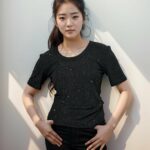 Black knitted top with rhinostone