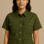 Olive Green Utility Button-Up Shirt
