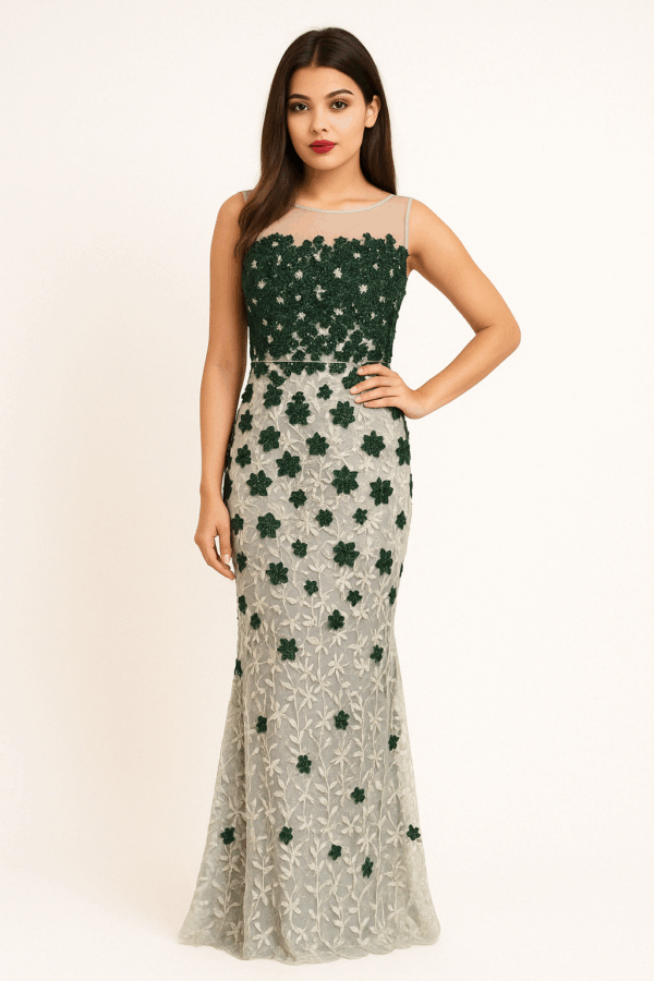 Emerald Garden Illusion Gown
