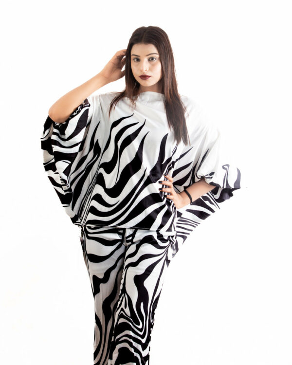 Monochrome Zebra Print Kaftan co ord set