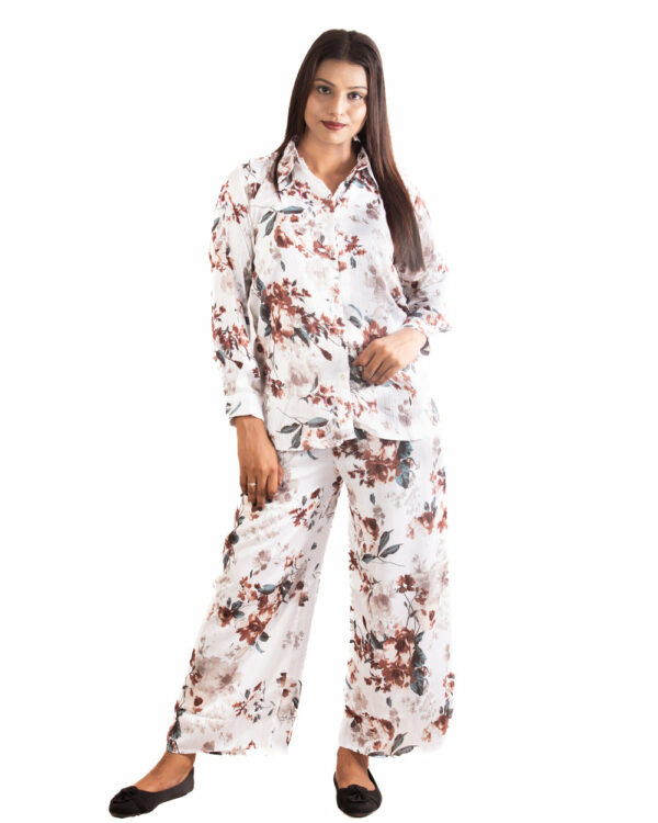 White Floral Print Co-ord Set