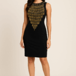 Midnight Gold Embellished Sheath Dress
