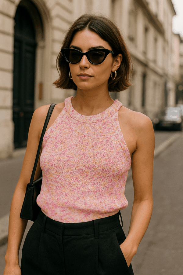 Mélange Knit Halter Top